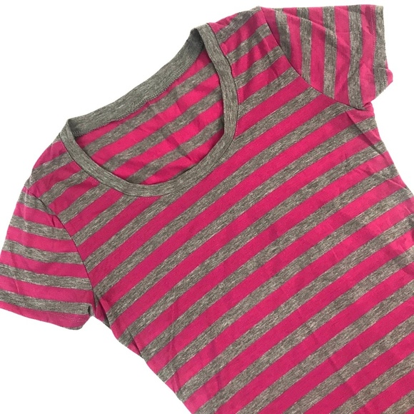 🌺 Pink & Gray Striped T-Shirt - Picture 3 of 4